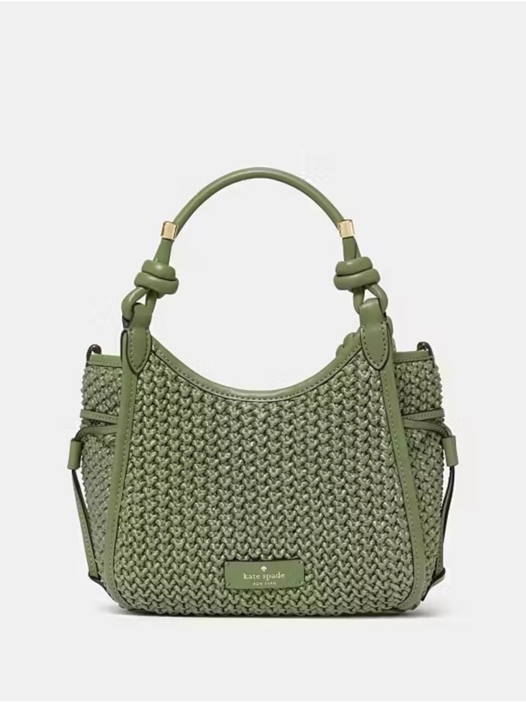 Kate Spade Stash Small Straw Satchel Crossbody Bag Cedar Stand Green